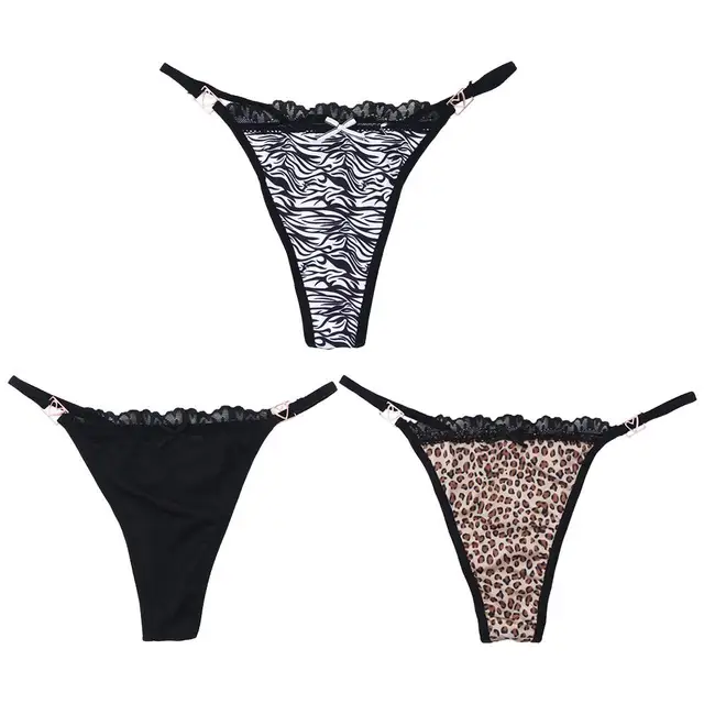 ChimLingeries léopard T-BACK loi taille nœud G-String string sous-vêtements coréens femmes culottes slips 1
