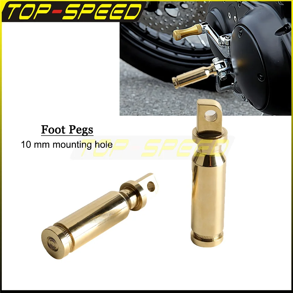 

2x Brass Foot Pegs Footrest Motorcycle Male Mount 10mm Footpeg Rest For Harley Dyna Softail Touring CVO Fatboy Chopper Bobber