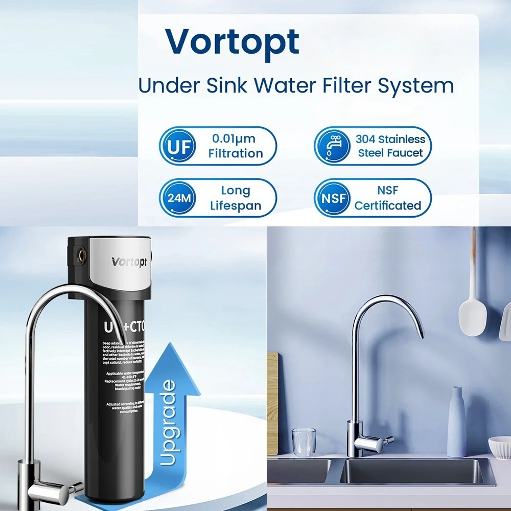 Household Kitchen Water Purifier, 0.75 gpm water flow, ultrafilter element filter water bacteria