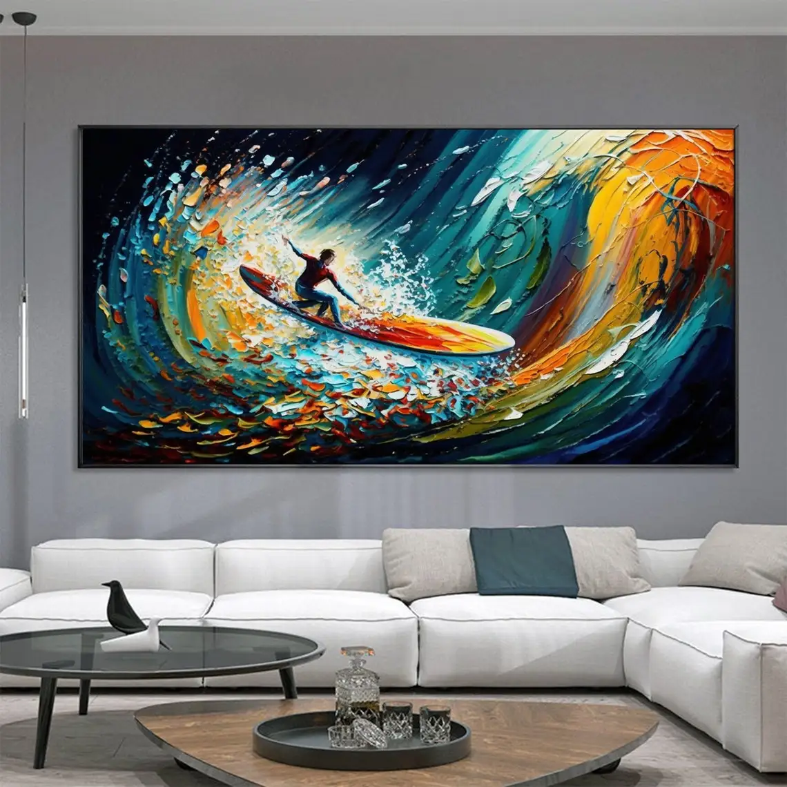 Colorful Fish Large Acrylic Abstract Painting Texture Wall Art Modern