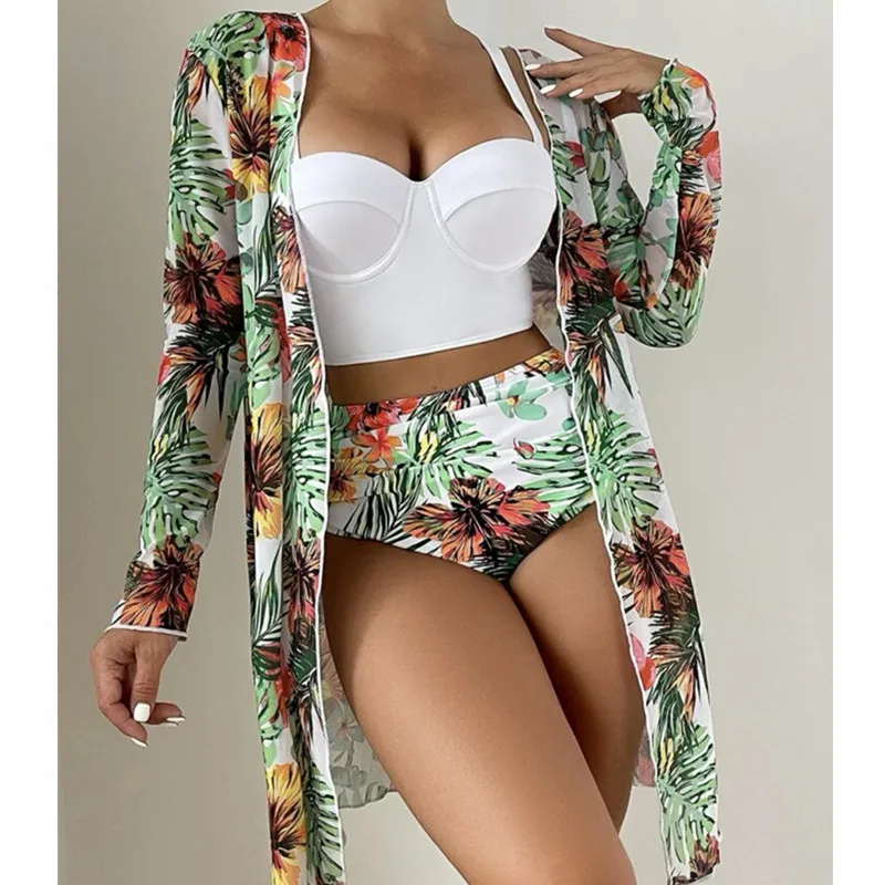 Women's sexy mesh bikini, swimsuit 3-piece set, gathering bikini, sunblock swimsuit, Holiday style, New 2024, hot sale