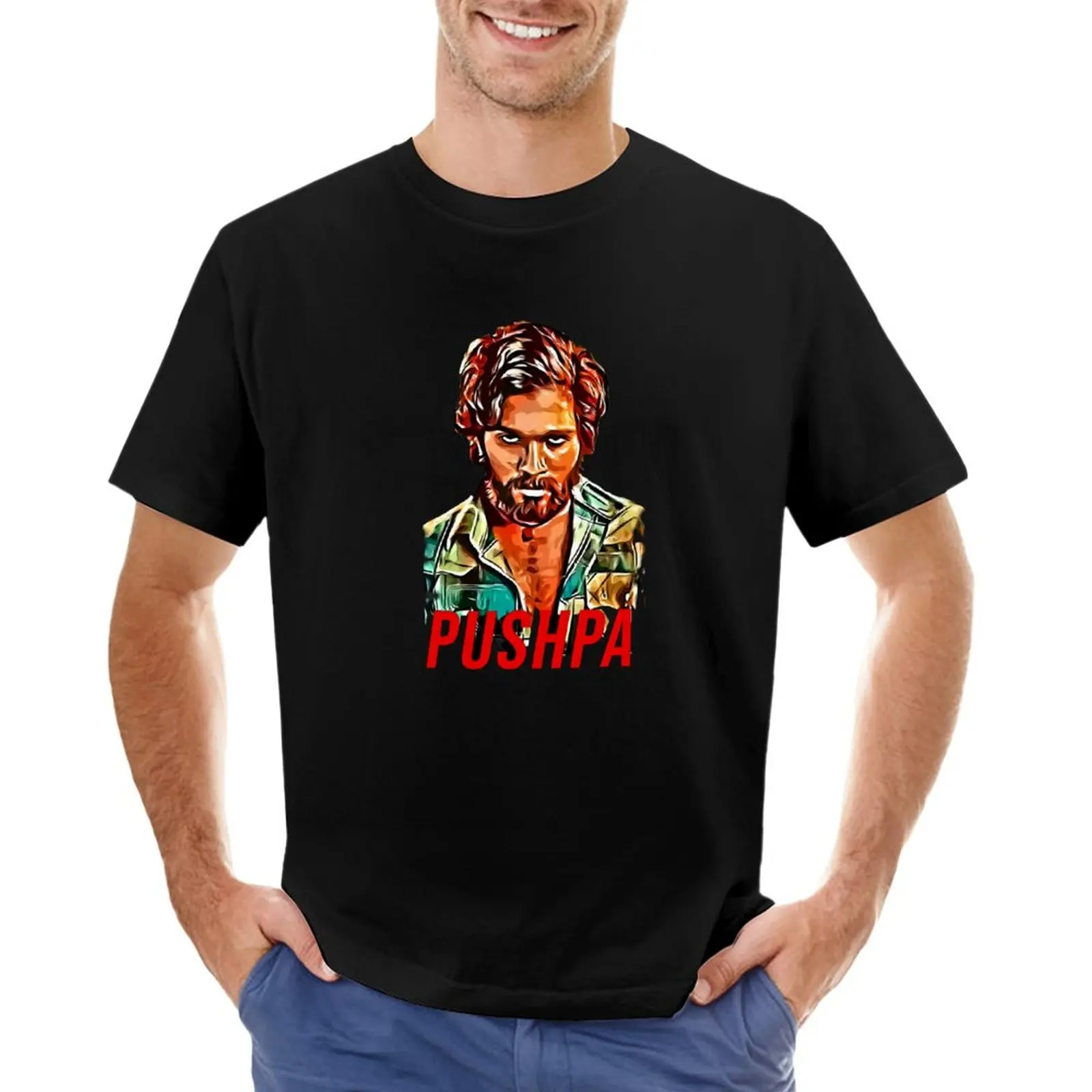 

Pushpa Tollywood Movie Bollywood Tshirt T-Shirt heavyweights boys whites plus size tops men graphic t shirts