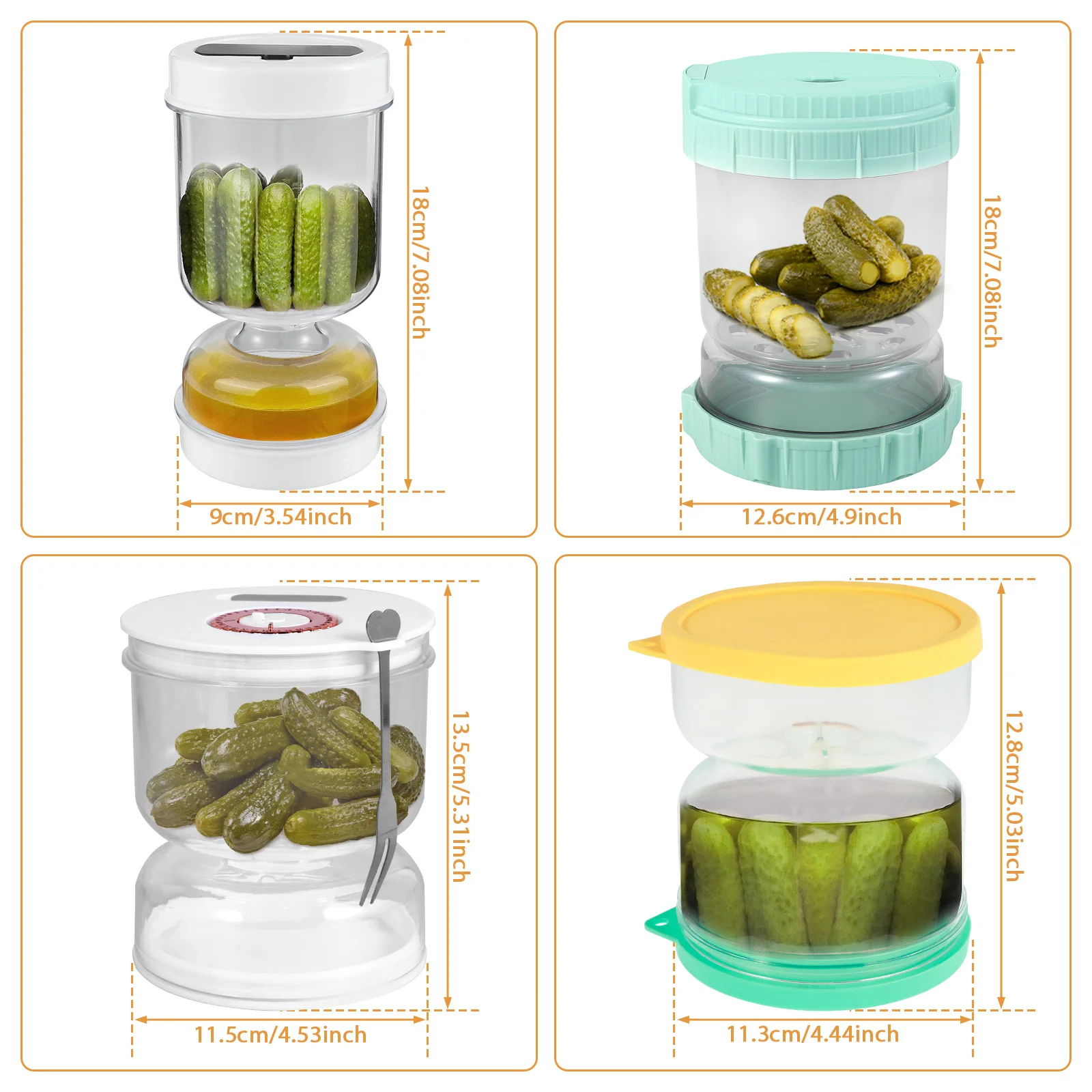 Pickle Container Wet And Dry Separation Olive Jar Leakproof Pickle Jar with Strainer Reusable Pickle Container for Food Storage