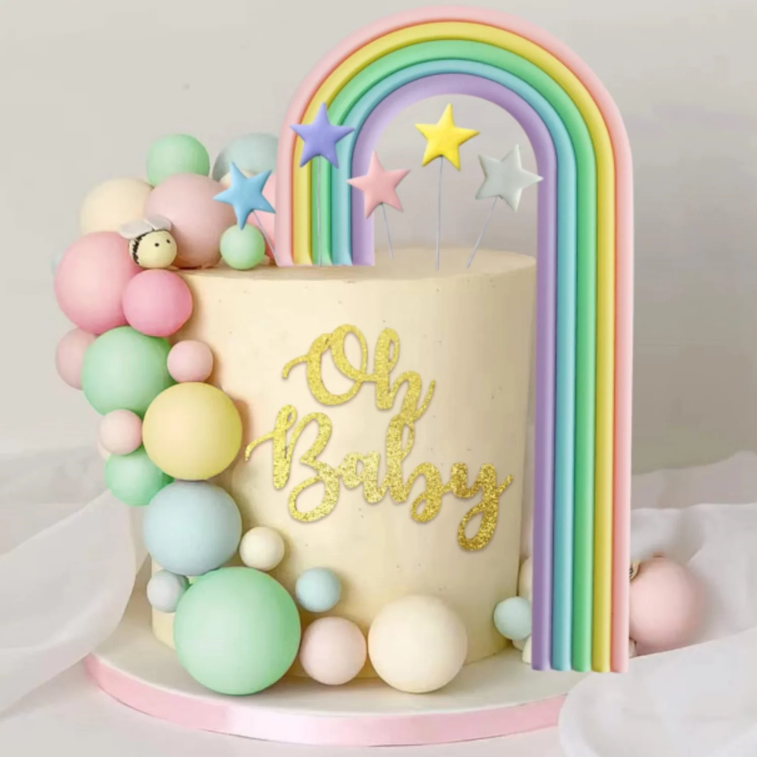 Décorations De Gâteau Arc-en-ciel Cheval Arc-en-ciel Nuage Kit De Décoration De Gâteau Ballon Happy Birthday Bannière Décoration De Gâteau Boule Pics à Cupcakes Pour Enfants Filles Fête Prénatale