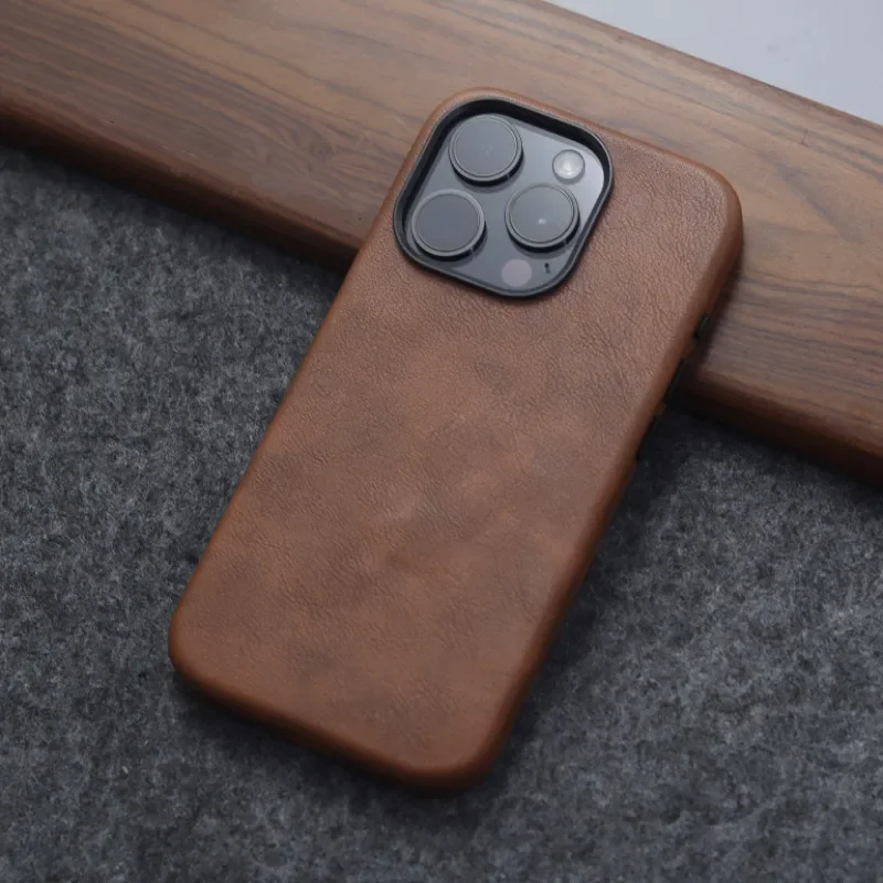 Retro Premium Brown Leather Case with Magnetic Ring Cover