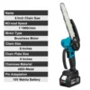 Gisam 8 Inch Brushless Electric Saw Cordless Chain Saw Handheld Garden Wood Logging Chainsaw Power Tools for Makita 18V Battery 2