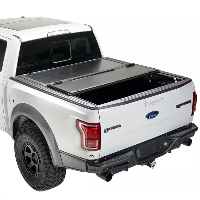 

best Pickup bed flat cover Soft PVC Tri-Fold tonneau cover Roller Lid shutter rear tonneau cover for HILUX REVO 15-17