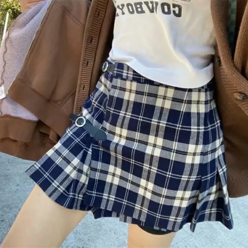 Minigonna da donna in lana tartan scozzese a vita alta - Gonna a matita aderente per primavera/autunno Saldi nel Regno Unito Liquidazione 2025, Verde, S