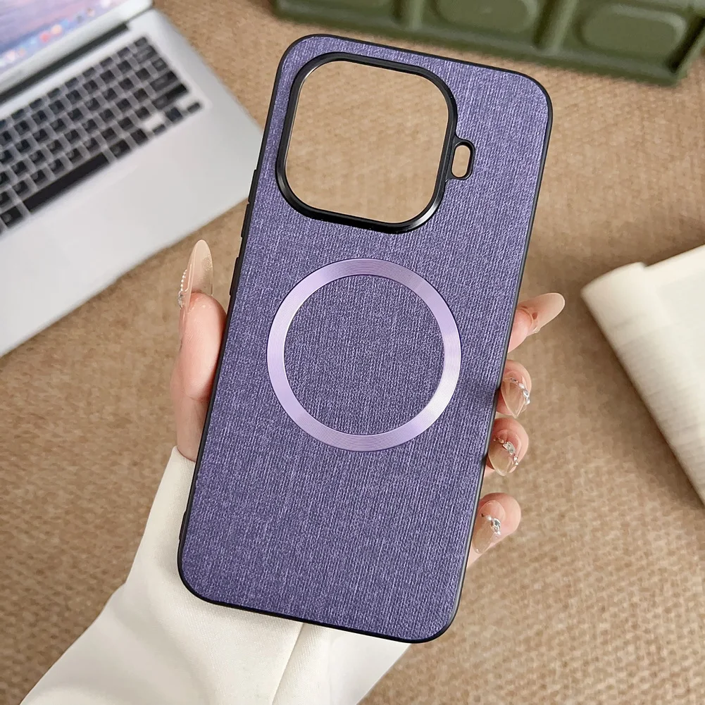 MagSafe Magnetic Leather Wireless Charging Case with Luxury Cloth Design