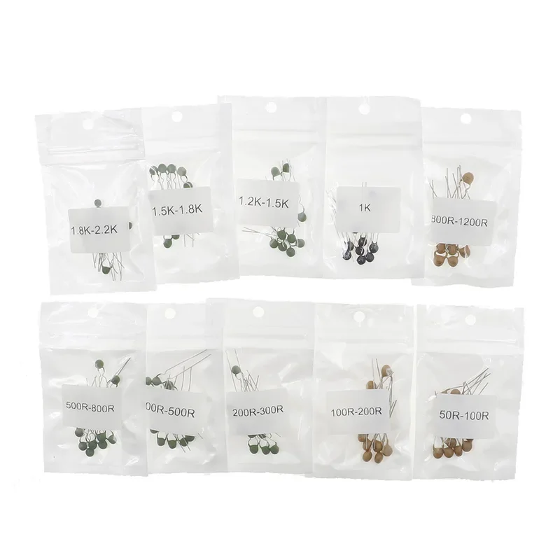 10Value 50 ohm-2.2K MZ5 PTC Positive Temperature Thermistor Resistor Assorted kit set 100Pcs