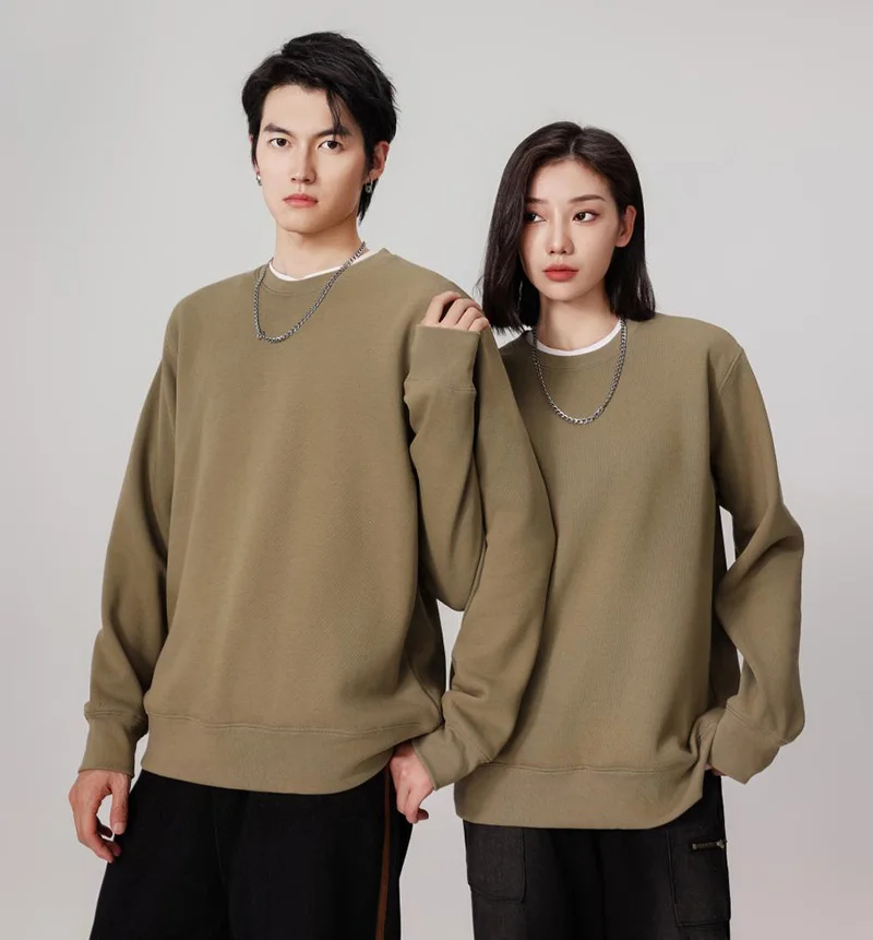 

Winter Unisex Pullover Sweatshirt Crewneck Long Sleeves Thick Solid Color Jumper Casual Basic Black Sweater for Couples Clothing