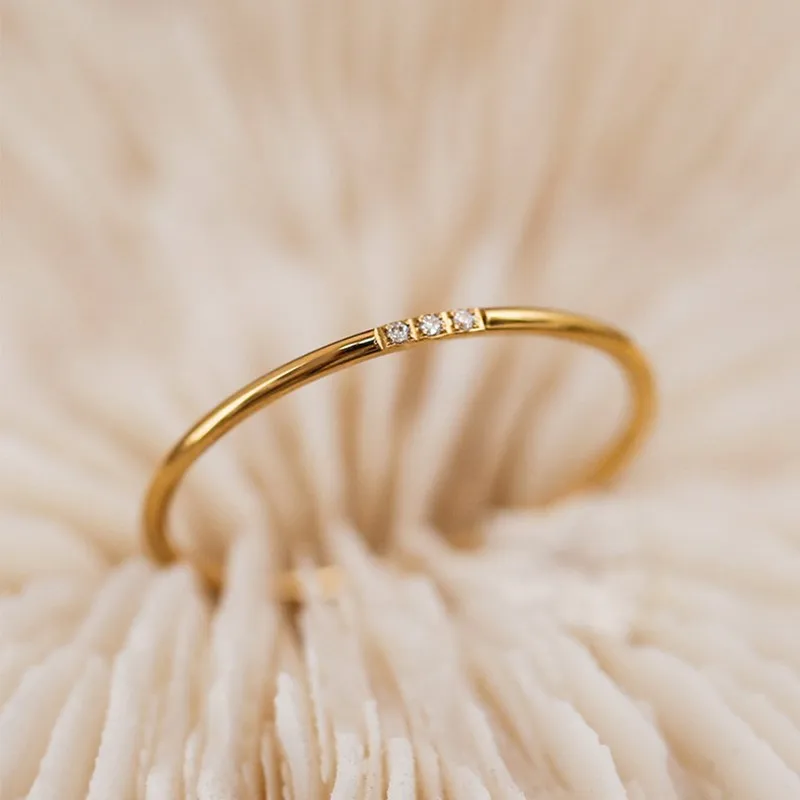 1mm Thin Stainless Steel CZ Inlay Stackable Ring Wedding Band for Women Girl Size 3-10 6