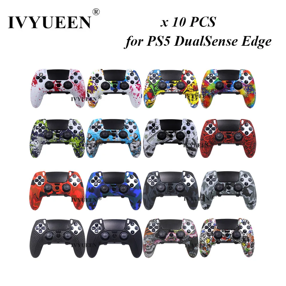Ivyueen 10 Pcs Water Transform Printing Custodia Protettiva In Silicone Per Playstation 5 Ps5 Dualsense Edge Controller Cover