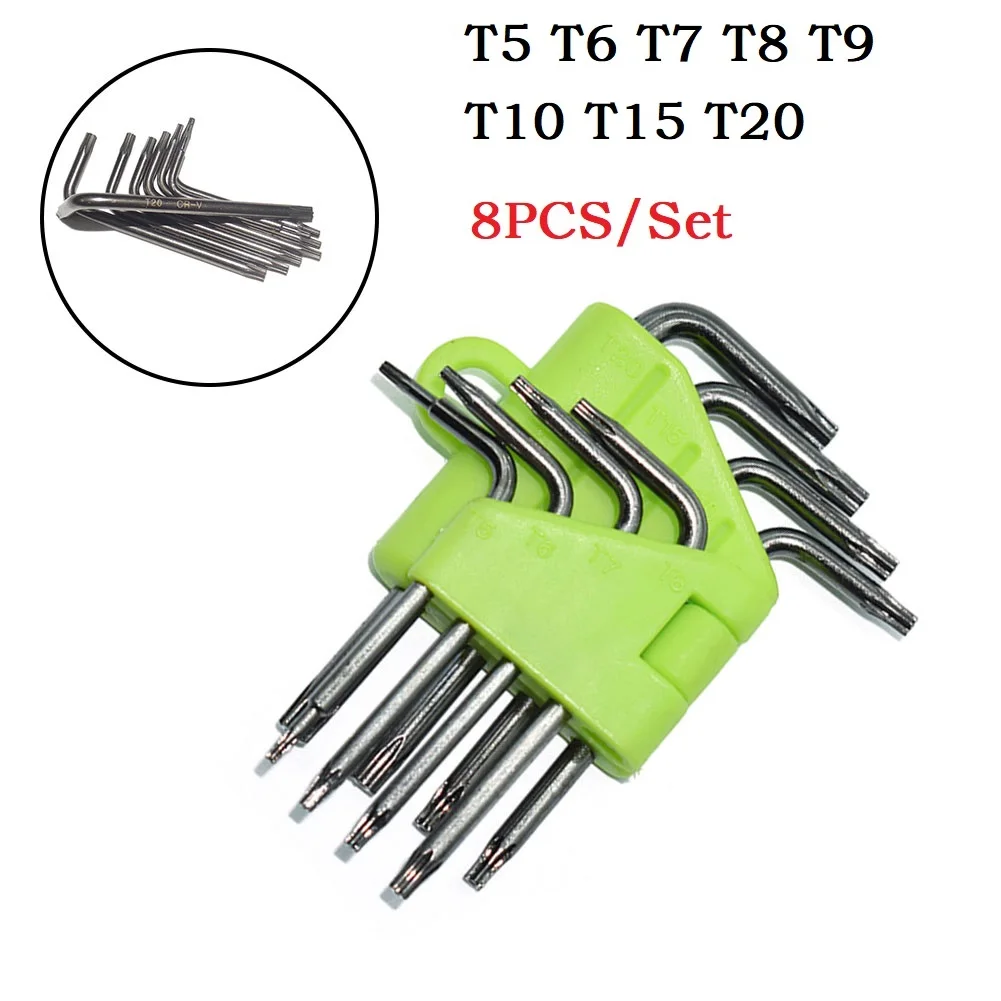 

8PCS Hex Torx Wrench Set L Type Screwdriver With Holes Hex Key T5 T7 T8 T9 T10 T15 T20 Hand Tools Wrenches Workshop Equipment