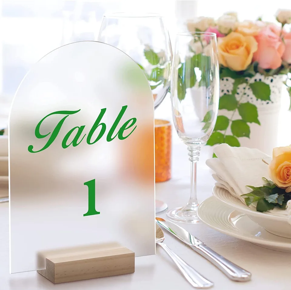 15x7 Inch Frosted Arch Acryl Bord Met Clear Stand - 10 Pack Blank Boog Tafelborden Met Houder Voor Bruiloft Tafel Nummer Menu Bar Lijst