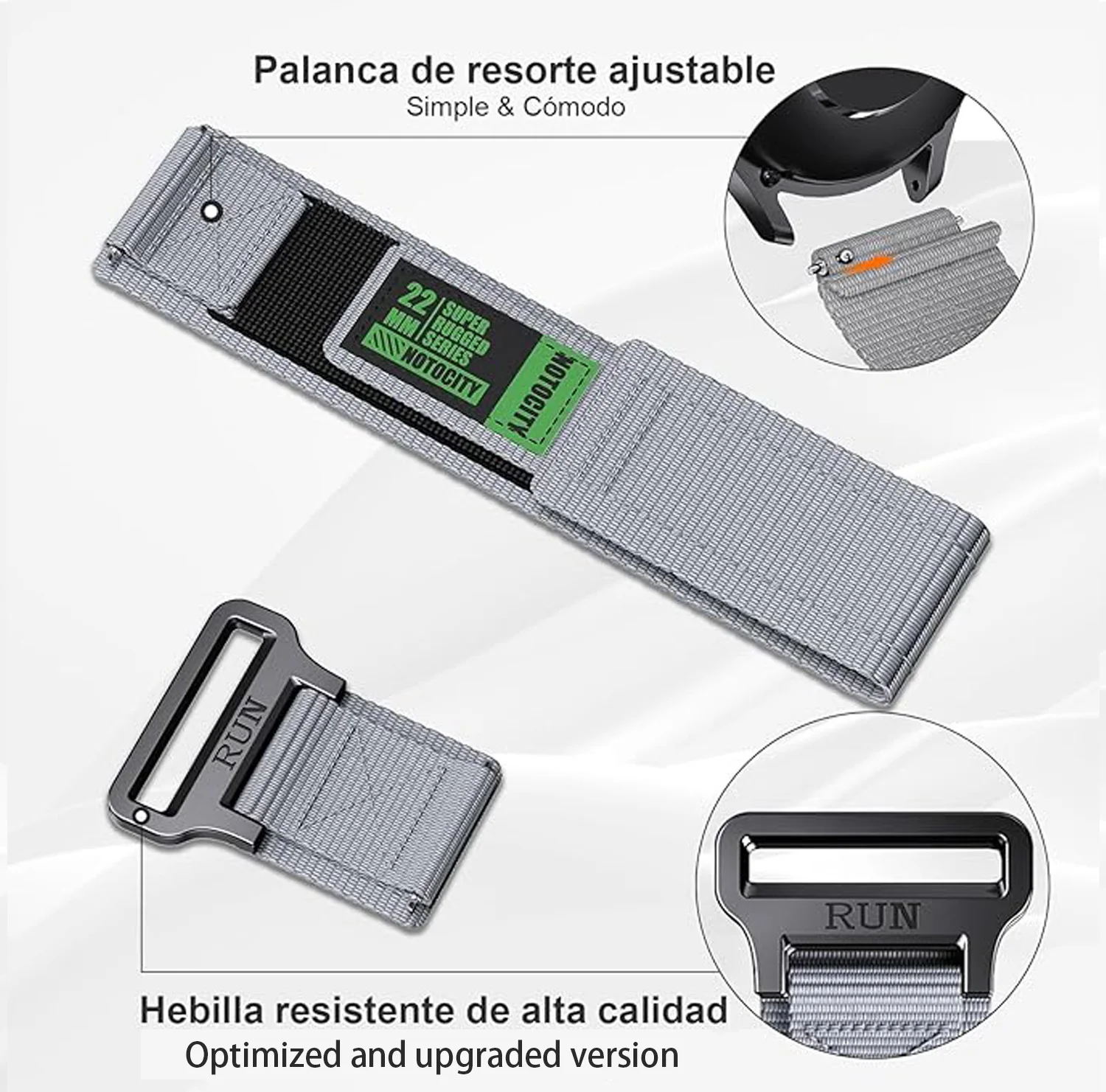 Versatile Nylon Smartwatch Band - 22mm Width
