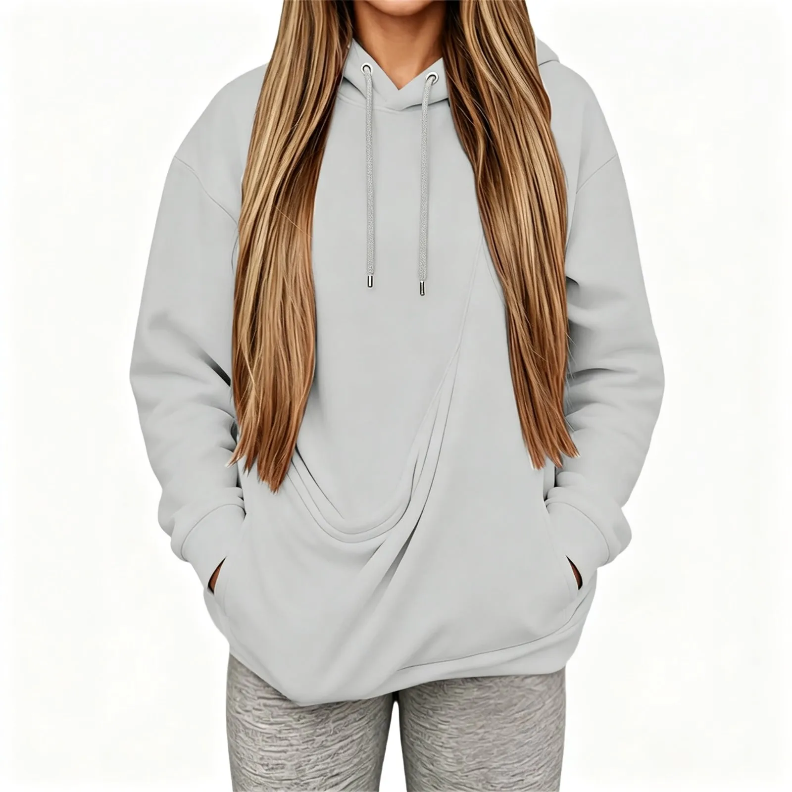 Unisex Fall And Winter Casual Solid Color Portable Pet Pouch Hoodie Funny Pullover Thin Tunic Hoodie