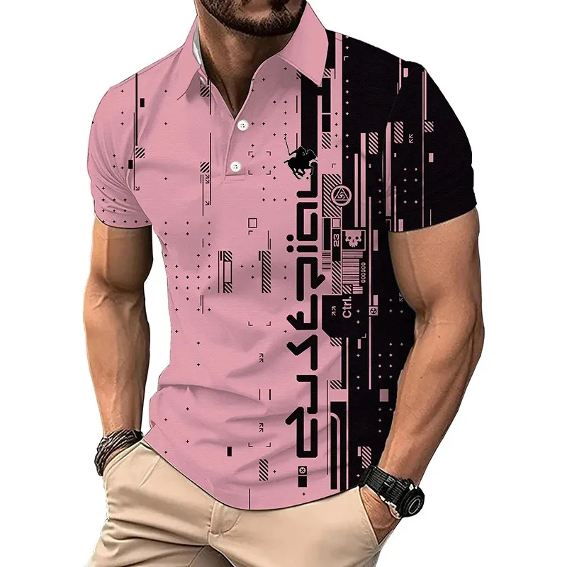 Men\'s New T-shirt Classic Short sleeved Polo Shirt Summer Top Casual T-shirt Button Collar Super Large S-4XL Casual Polo Shirt