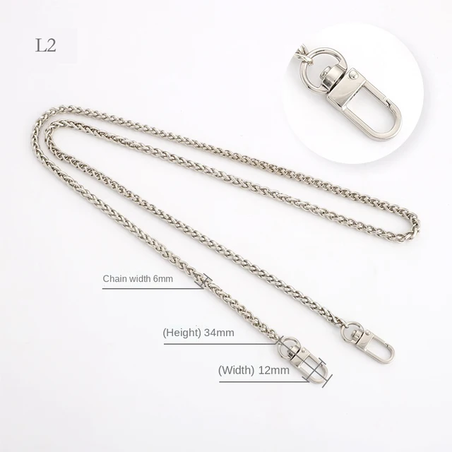Multicolor Bag Chain Accessories Gold Women's Shoulder Bag Chain Metal Bag Chain Strap Crossbody Bag Parts Belt Chain for bags L03-Bright silver