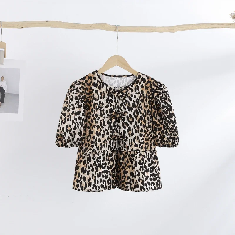 Chic Leopard Printed Lace Up Top For Women Casual V Neck Sleeveless Vest New Spring Summer Female High Street Wasitcoat