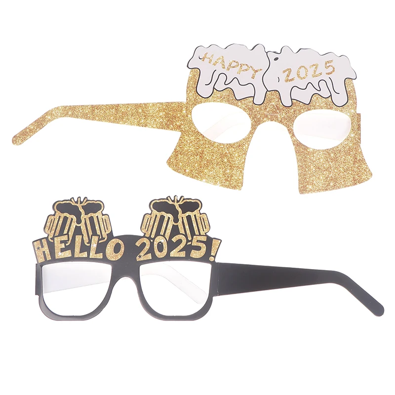 Party Photo Props Happy New Year Paper Glasses Eyeglasses Frame Photo Props Family Eve Christmas Party Decorations Funny Photo Booth Props
