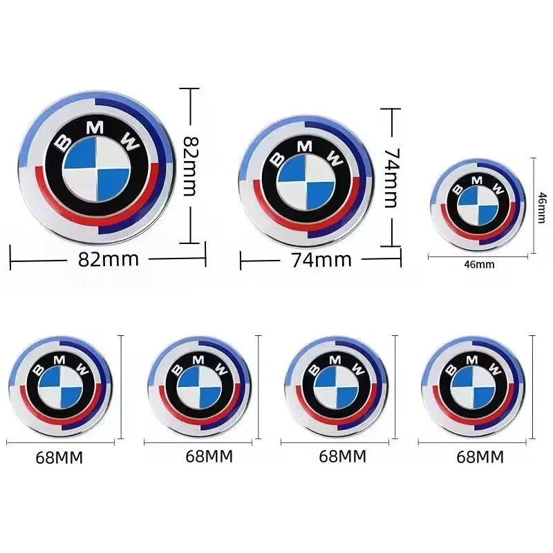 Car 50th Anniversary Logo 7Pcs/set Wheel Rim Decoration Cover wheel hub cover car decal car emblem car emblem cover car logo wheel center caps car logo cover BMW G30 G31 G38 G11 G12 G20 G28 F10 F48 F49 G01 F20 F21 F22