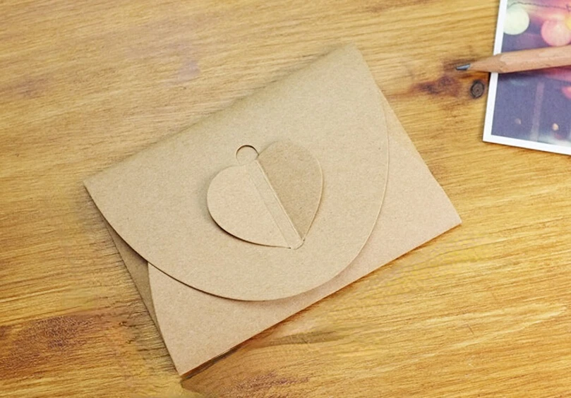 Conjunto de Envelopes Artesanais Vintage com 50 Cores Envelope Kraft Coração Retrô Material de Papelaria Armazenamento de Fotos Presente de Natal - Imagem 5