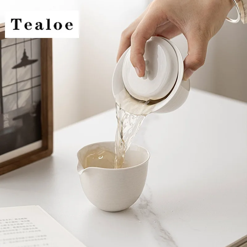 Plant Ash White Porcelain Chawan Tea Tureen Jingdezhen Puer Gaiwan Set Bowls Cup Chinese Supplies Tea Tool Tableware Bowl Cover