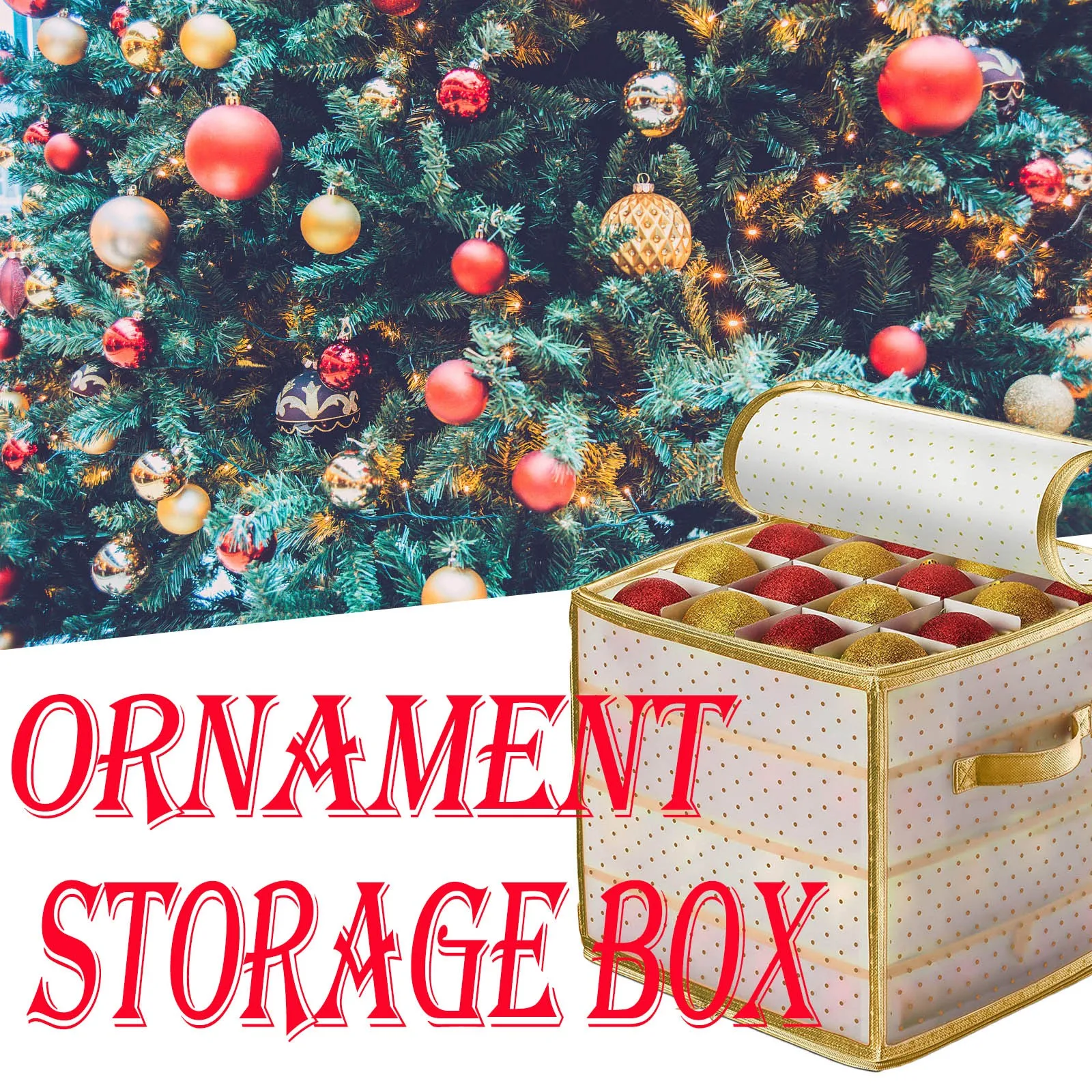 64 Baubles Storage Box with Lid Christmas Xmas Tree Decoration Organiser 64 Bauble Decor Christmas Balls Storage Box