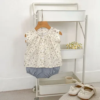 AYNIGIELL 0-3Years Baby Clothing Set 2025 Summer New Girl Baby Cute Floral Short Sleeve Top Shorts Set Two Piece Set 3