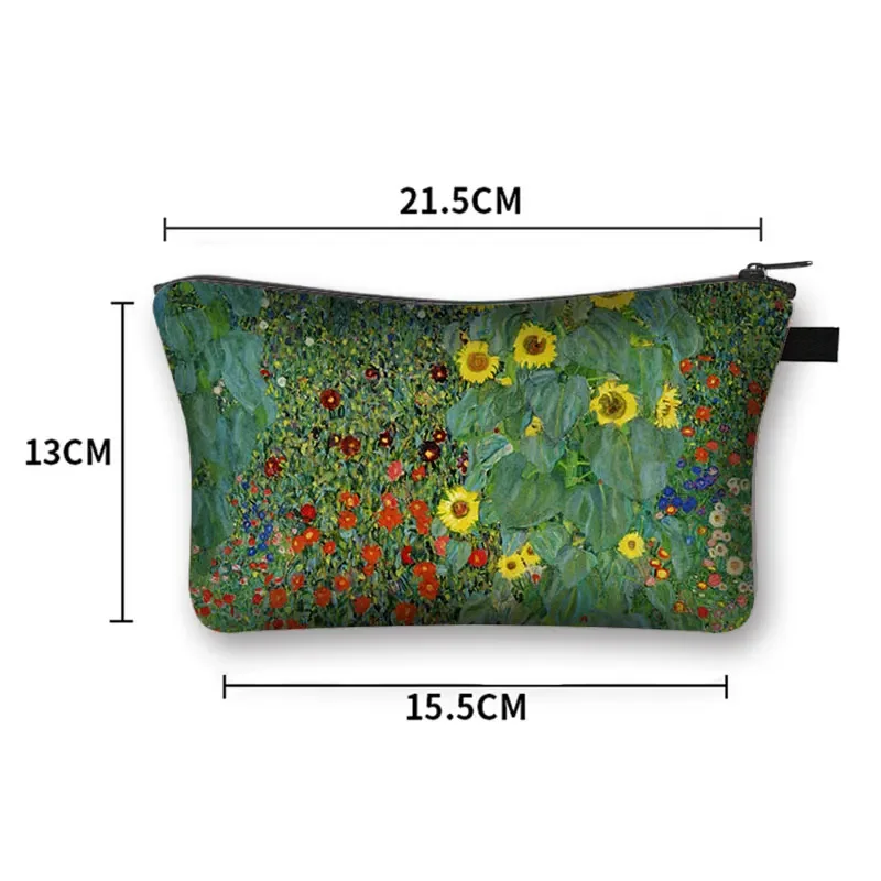 Gustav Klimt By Famous Oil Painting Cosmetic Case Women MakeUp Bags Van Gogh Irises Zipper Lipstick Toiletry Case Gift makeup organizer cosmetic bag cosmetic storage bag toiletry bag cosmetic case washing supplies storage bag