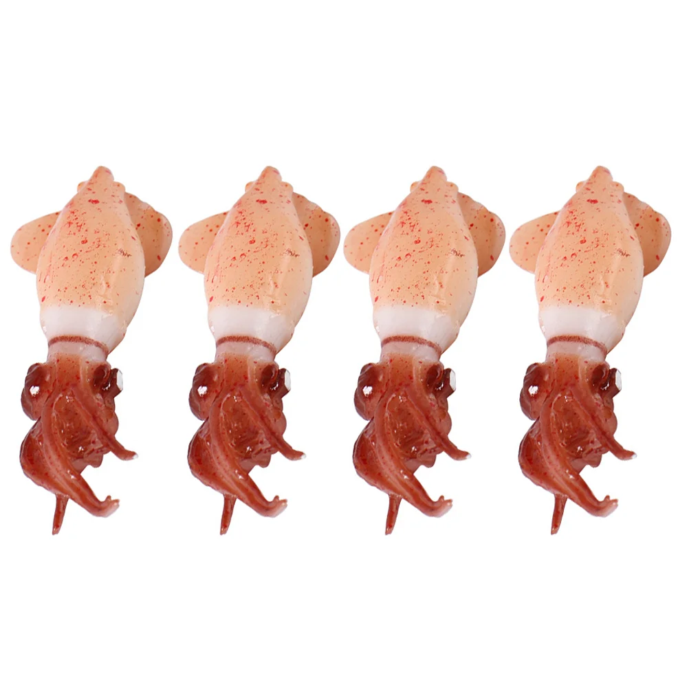 

4 Pcs Squid Simulation Model Decoration Artificial Ornaments Realistic Figurine Animal Figure Food Props Display Child