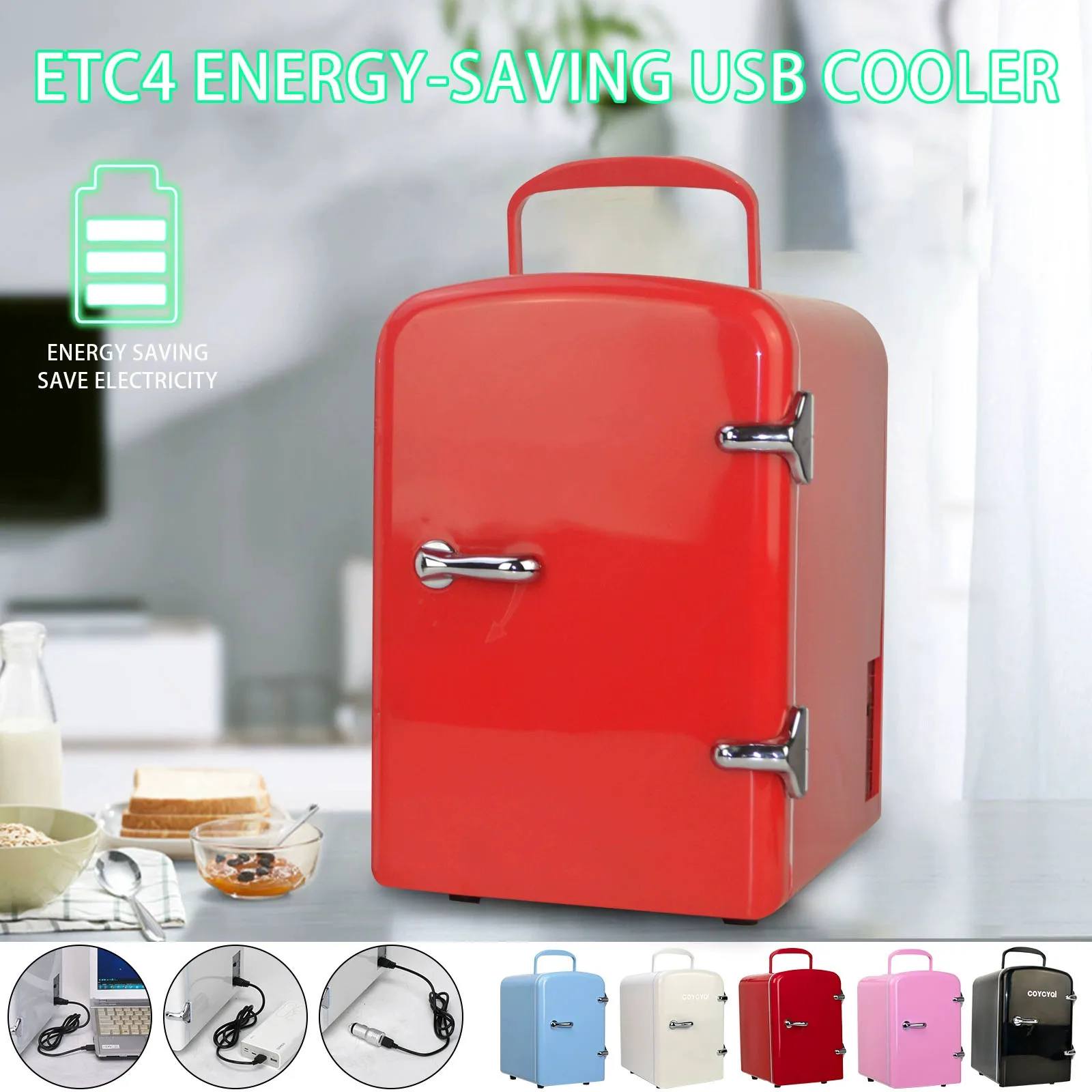 Mini Portable Fridge, USB Charging, Capacity 4L, Suitable for Cosmetics, Car, Kitchen, Home, Picnic, Camping, Keep Fresh