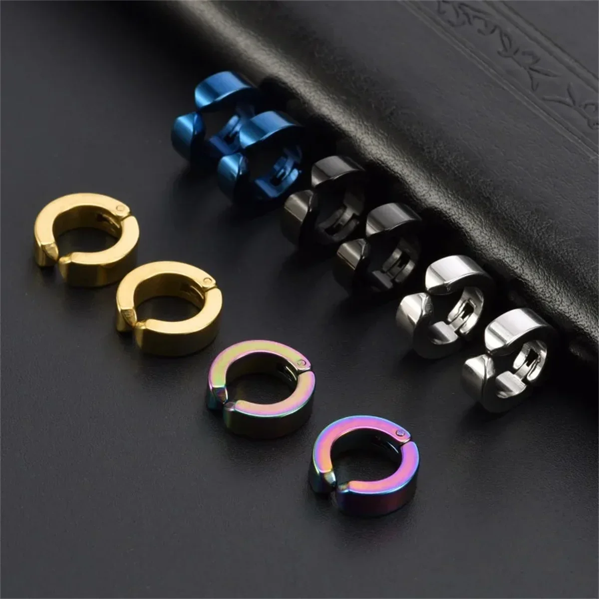 316L Fashion Stainless Steel Cuff Earring 2pcs Non Piercing Hoop Earring Clip On Earring Fake Piercing Hoop hoop earrings,ear clip earrings,clip earrings,ear clip,ear accessories