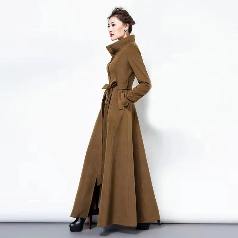 Women’s Coat – Midi Length – Relaxed Straight Fit – Wool Blend – Raglan Sleeves – Button Closure