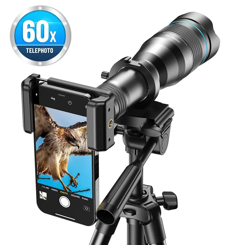 HD スマホ用レンズ 60倍 濃かっ ズームレンズ 望遠レンズ 三脚付き 望遠鏡