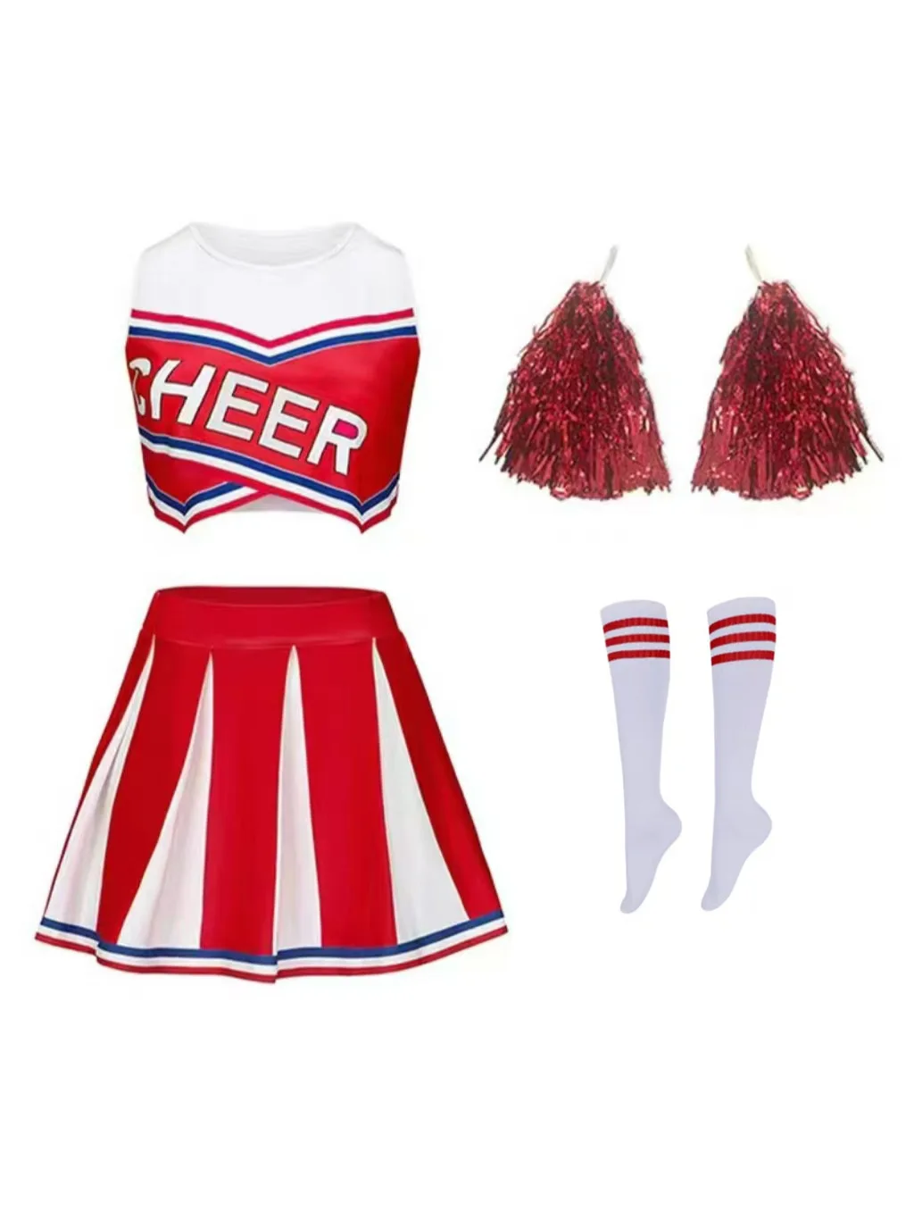 Kids Cheerleader Uniform Childrens Cheerleading Performance Student Sports Festival Costume Competition Skirt Set