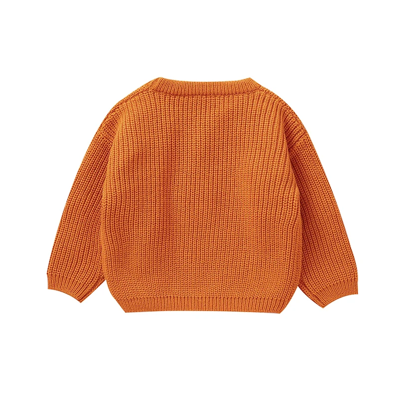 Baby Sweater Long Sleeve Crew Neck Pumpkin Warm Winter Pullover Sweater Halloween Clothes for Girls Boys