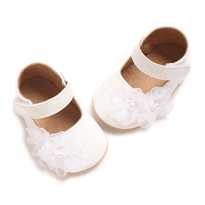 Lace Little Flower Baptist shoes Spring Baby Shoes PU Leather Newborn Girls Shoes First Walkers Princess Bowknot Baby Prewalker