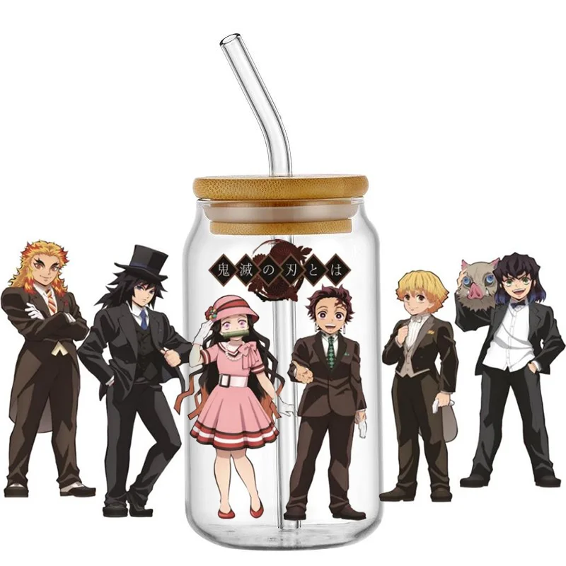 Miniso Sticker 3D Japanese Anime Characters Cartoon Couple 16oz UV DTF Cup Wrap Transfers Stickers DIY Mug Waterproof Decal