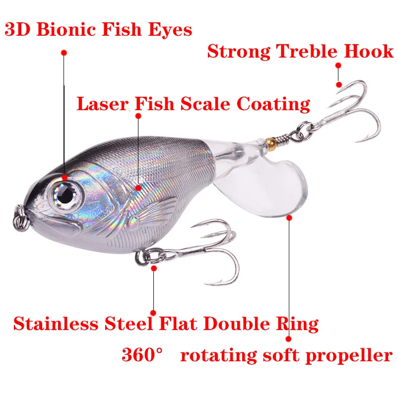 1Pcs Whopper Plopper Fishing Lure 11g/16g Floating Rotating Tail Artificial  Bait Crankbait Bass Catfish Lures For Fishing Tackle