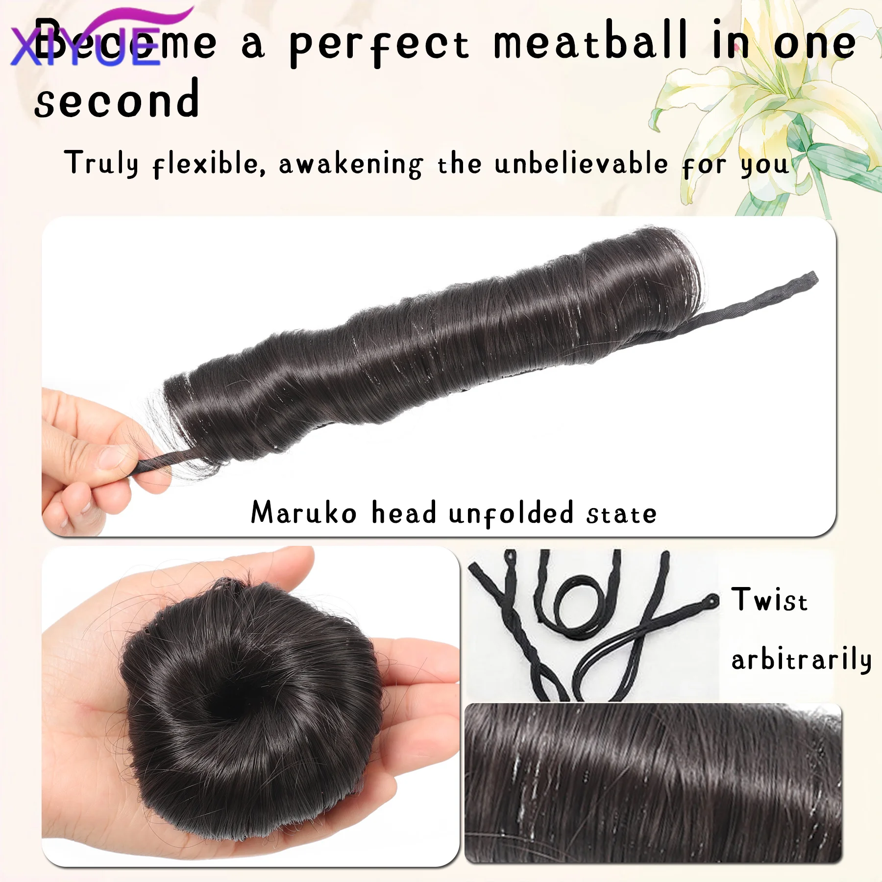 XIYUE Synthetic Messy Scrunchies Elastic Hair Band Women's Wavy Hair Buns Long Chignon Black Brown Buns Hairpiece For Women