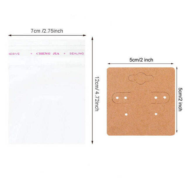 sets Kraft Paper Cards Jewelry Necklace Earring Display Holder with Self Adhesive OPP Bags Personal Business Retail Packaging