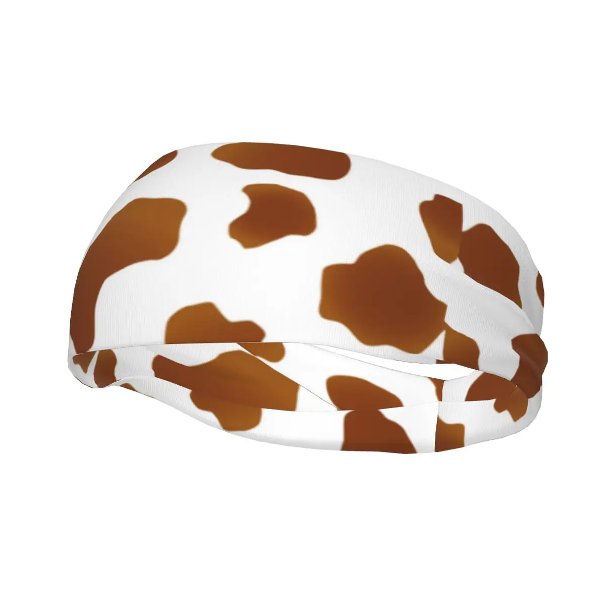 

Brown White Spotted Sports Headband Head Sweat Cute Cow Print Hair Band Fitness Sport Sweatband Sports Safety for Women Men