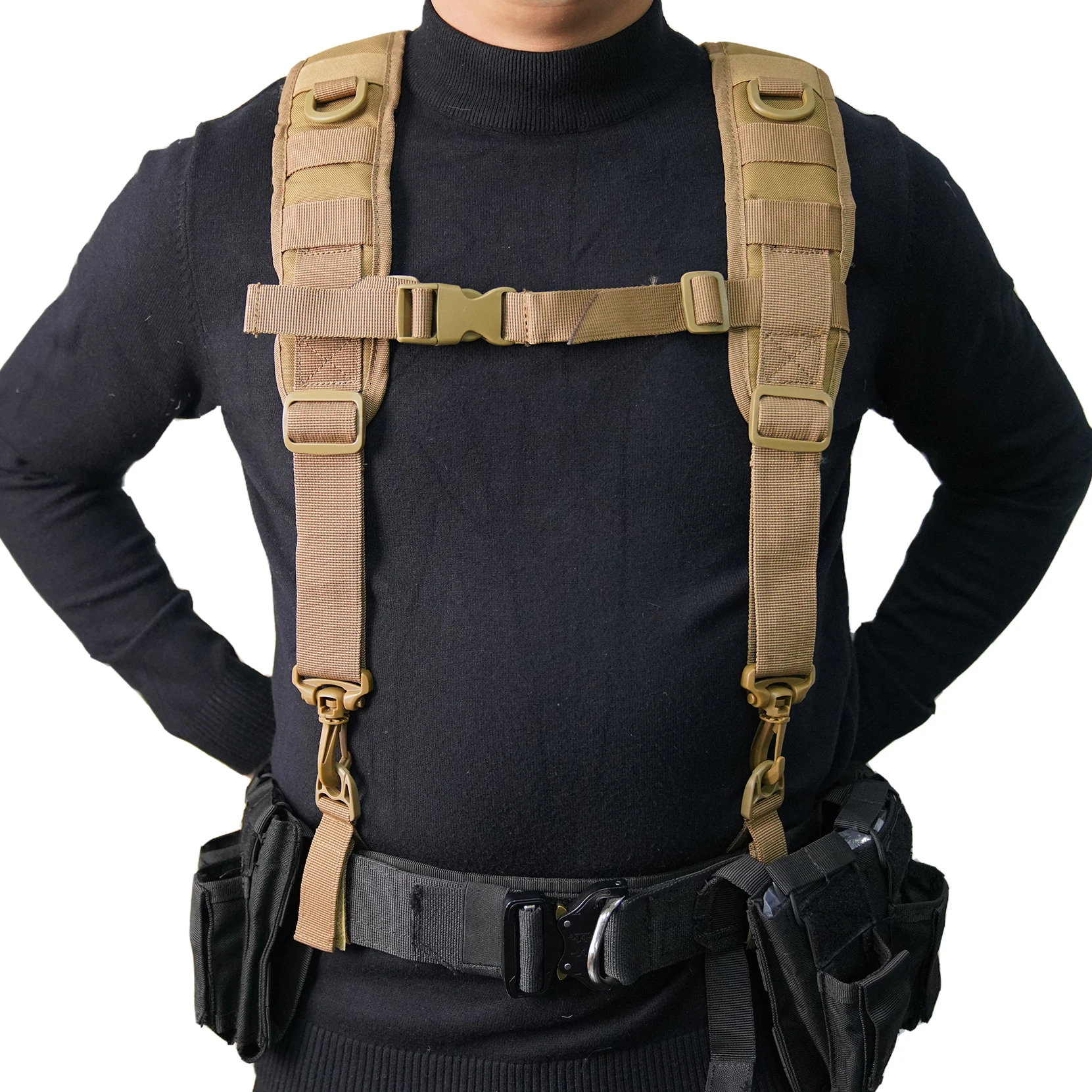 MELOTOUGH Tactische Bretels voor Duty Militaire Riem Harness Politie Bretels Wetshandhaving Riem, Kaki, Large