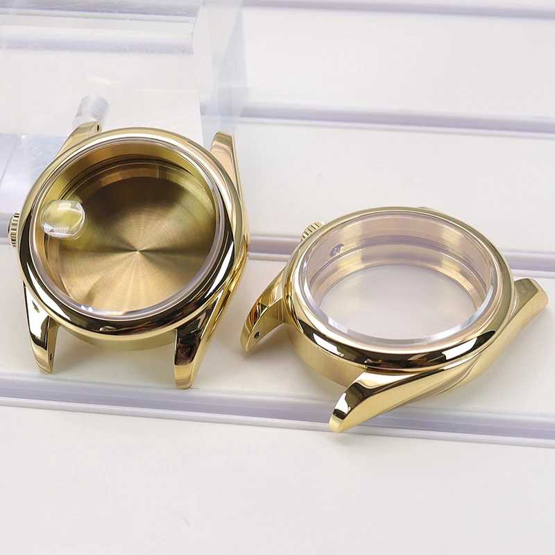 Watch accessories watch case watch protective case watch cover watch protective cover FENYA 36mm 40mm Gold Round Edge Watch Case Sapphire Glass For Oyster Seiko NH36 NH35 NH34 Miyota 8215 Movement 28.5mm Dial 10ATM