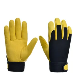 Premium Work Gloves - Durable Cowhide Leather, Wear - Resistant for Safety and Versatility (YELLOW)