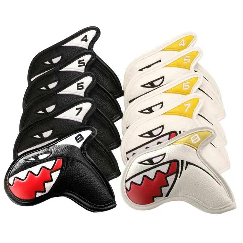 

9pcs/set Golf Club Headcover Universal Golf Iron Headcover Cute Sharks Design With Number Protective Club Head Cover