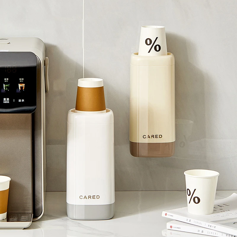 1pc Household Dust-Proof Paper Cup Holder - No-Drill Wall Mounted Disposable Cup Storage Rack for Living Room Kitchen Office