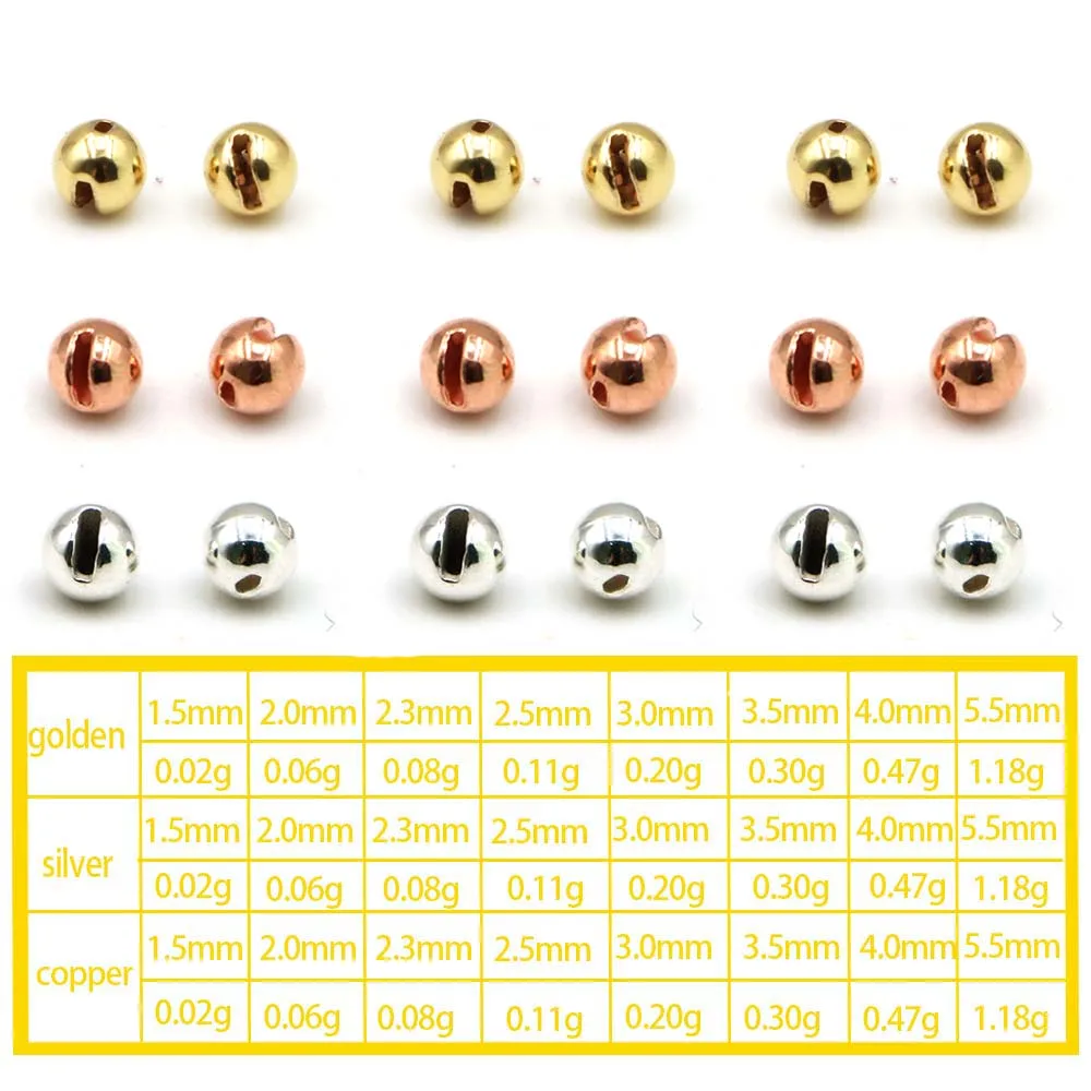 Hot sale Tungsten Slotted Beads 50PCS 1.5-5.5mm Fly Fishing Trout Perch Panfish Hook DIY Fly Tying Material 5
